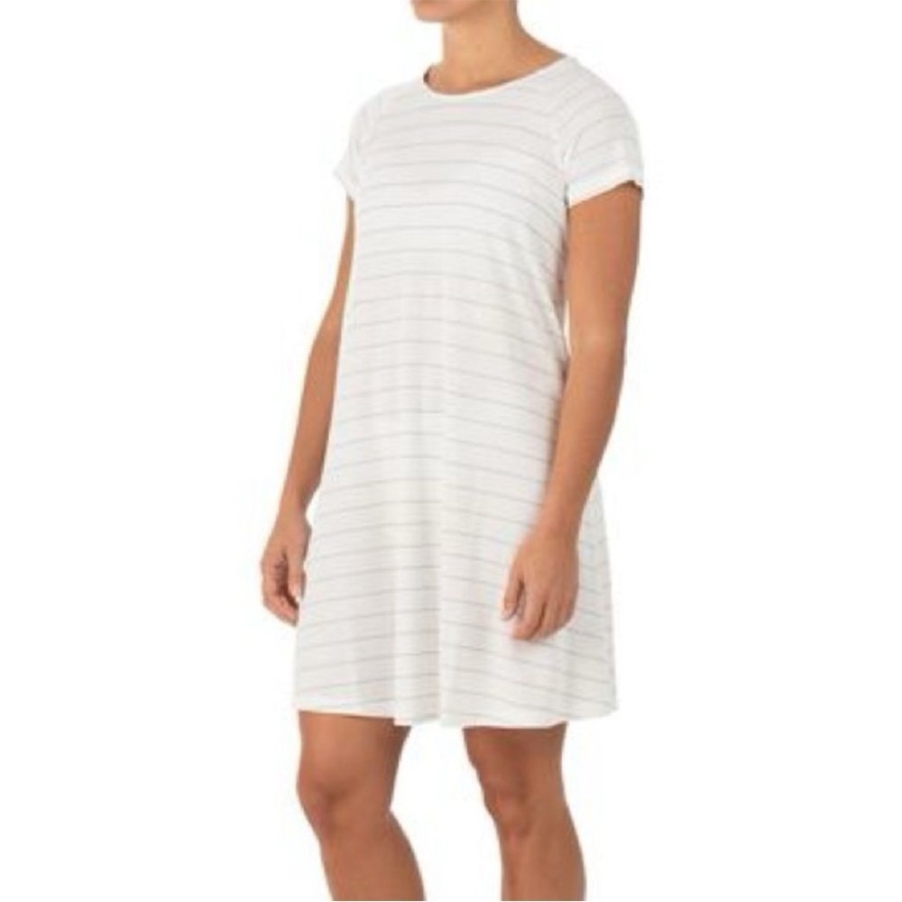 Free Fly Dockside Bamboo White & Gray Striped Dress
